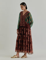Pink Jaspe Kaftan Dress In Lurex Georgette