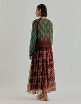Pink Jaspe Kaftan Dress In Lurex Georgette
