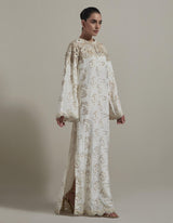 Ivory Cutwok Yoke Kaftan