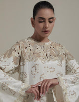 Ivory Cutwok Yoke Kaftan