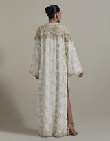 Ivory Cutwok Yoke Kaftan