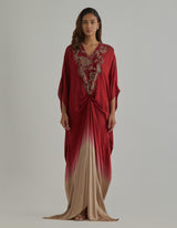 Red Beige Ombre Kaftan