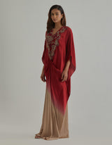 Red Beige Ombre Kaftan