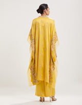 Yellow Hand Embroidered Kaftan with Pallazzo