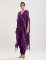 Purple Embroidered Kaftan with Salwar