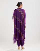 Purple Embroidered Kaftan with Salwar