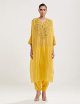 Yellow Hand Embroidered Loose Fit Kurta with Salwar