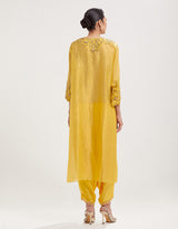 Yellow Hand Embroidered Loose Fit Kurta with Salwar