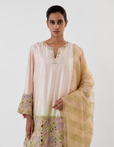 Pink OmbrÃ© Dyed Flared Kurta with Farshi Salwar