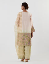Pink OmbrÃ© Dyed Flared Kurta with Farshi Salwar