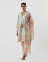 Sage Green OmbrÃ© Flared Kurta Set