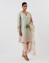 Sage Green OmbrÃ© Flared Kurta Set