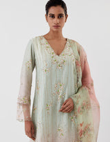 Sage Green OmbrÃ© Flared Kurta Set
