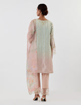 Sage Green OmbrÃ© Flared Kurta Set