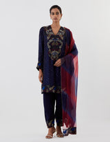 Blue Embroidered Kurta with Salwar And Dupatta
