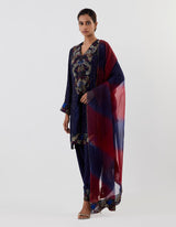 Blue Embroidered Kurta with Salwar And Dupatta