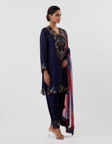Blue Embroidered Kurta with Salwar And Dupatta