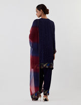 Blue Embroidered Kurta with Salwar And Dupatta