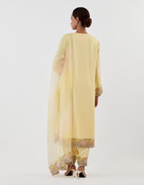 Yellow Embroidered Silk Kurta with Farshi Salwar Set