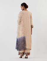 Nude Pink Embellished Neckline Yoke Kurta Set