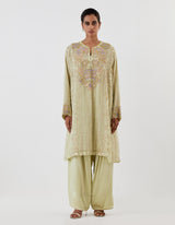 Green Embroidered Abha Organza and Satin Kurta Set