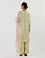 Green Embroidered Abha Organza and Satin Kurta Set