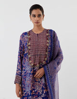 Blue Embellished Straight Kurta Set