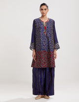 Blue Applique Hand Embroidered Kurta Set