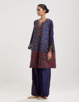 Blue Applique Hand Embroidered Kurta Set