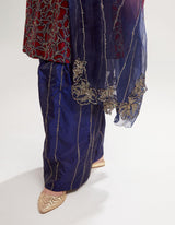 Blue Applique Hand Embroidered Kurta Set