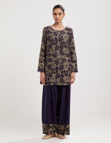 Blue Embroidered Kurta with Farshi Salwar and Dupatta