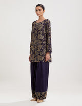 Blue Embroidered Kurta with Farshi Salwar and Dupatta