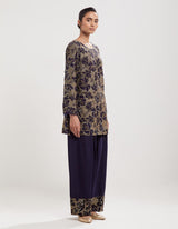 Blue Embroidered Kurta with Farshi Salwar and Dupatta