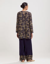 Blue Embroidered Kurta with Farshi Salwar and Dupatta