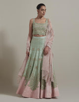 Green Embellished Lehenga Set
