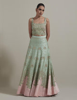 Green Embellished Lehenga Set