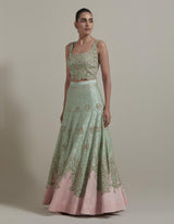 Green Embellished Lehenga Set