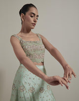 Green Embellished Lehenga Set