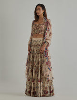 Beige Embroidered Lehenga Set