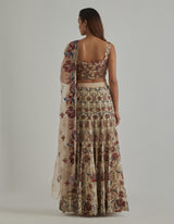 Beige Embroidered Lehenga Set