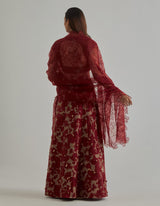 Gold Red Embroidered Lehenga Set