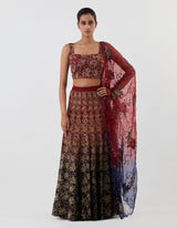 Red Embellished Lehenga Set