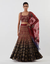 Red Embellished Lehenga Set