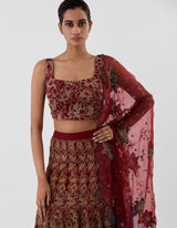 Red Embellished Lehenga Set