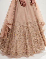 Peach Embellished Lehenga with Blouse and Dupatta