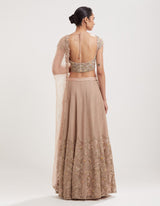 Peach Embellished Lehenga with Blouse and Dupatta