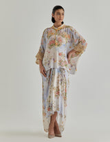Off White Jardin Flou Drape Skirt Paired With Baggy Top