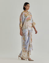 Off White Jardin Flou Drape Skirt Paired With Baggy Top