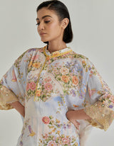 Off White Jardin Flou Drape Skirt Paired With Baggy Top