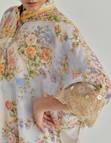 Off White Jardin Flou Drape Skirt Paired With Baggy Top